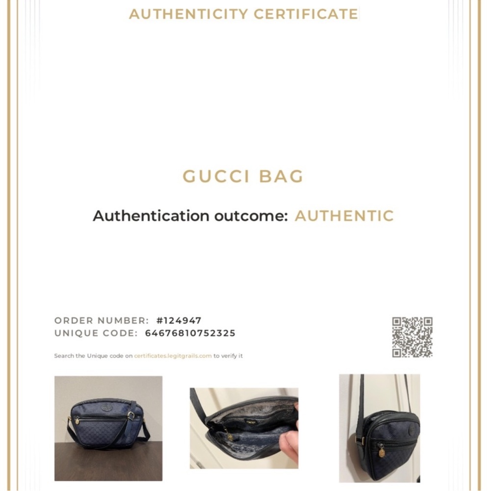 Vintage Gucci GG Navy Blue Canvas w/ leather Crossbody Bag - Picture 16 of 16